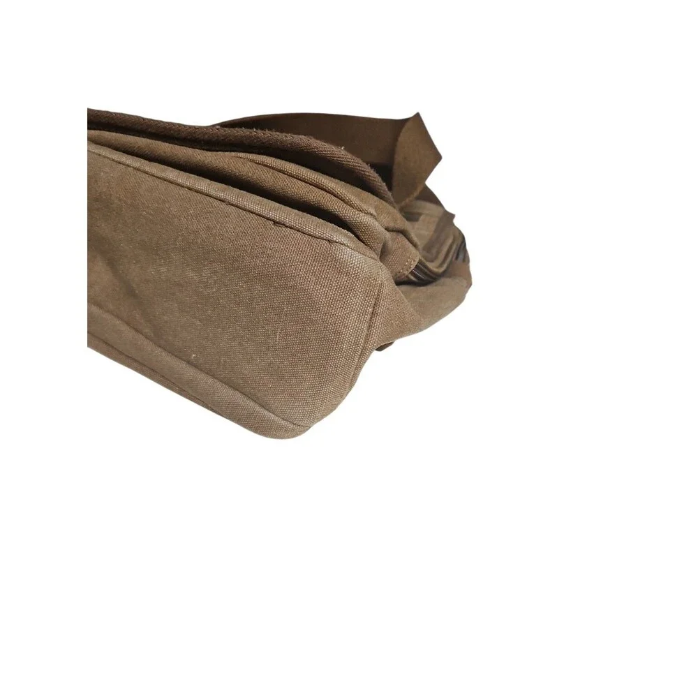 Plambag Brown Canvas Tablet And Laptop Messenger Bad Single Strap Bag